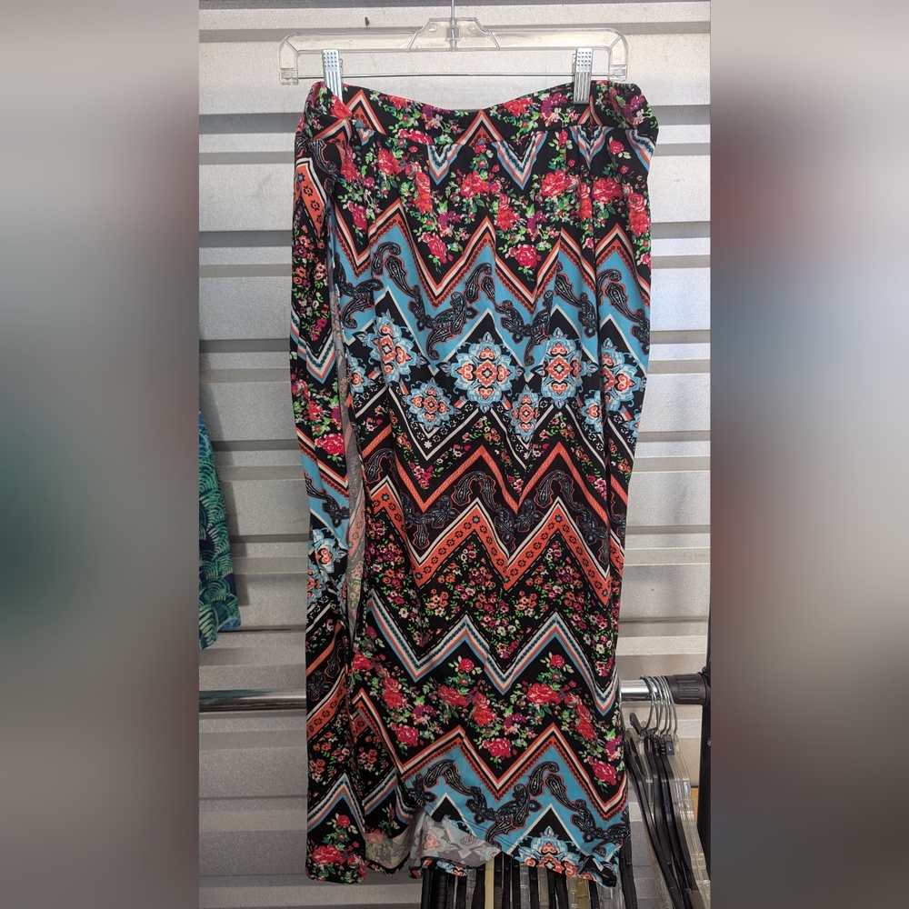 Floral Chevron Maxi Skirt